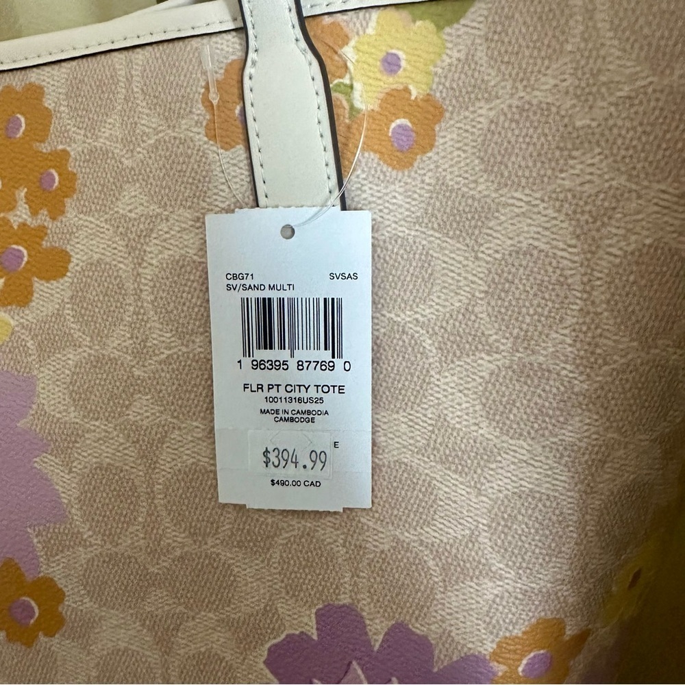 New Coach City Tote Bag In Signature Canvas With Floral Print - Picture 6 of 12